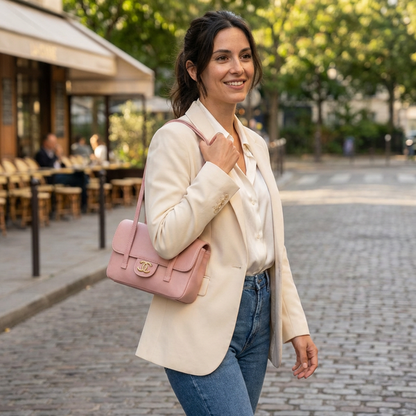 Дамска чанта Chanel Blush Caviar Flap Shoulder Bag
