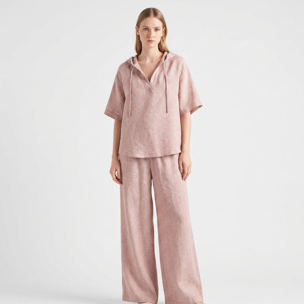 Дамски  луксозен комплект Prada Linen Blend Lounge Set – Blush Pink