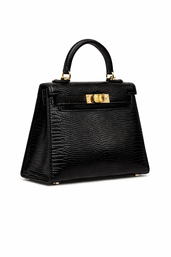Дамска чанта Hermès – Kelly Bag Mini (Black Exotic Leather)