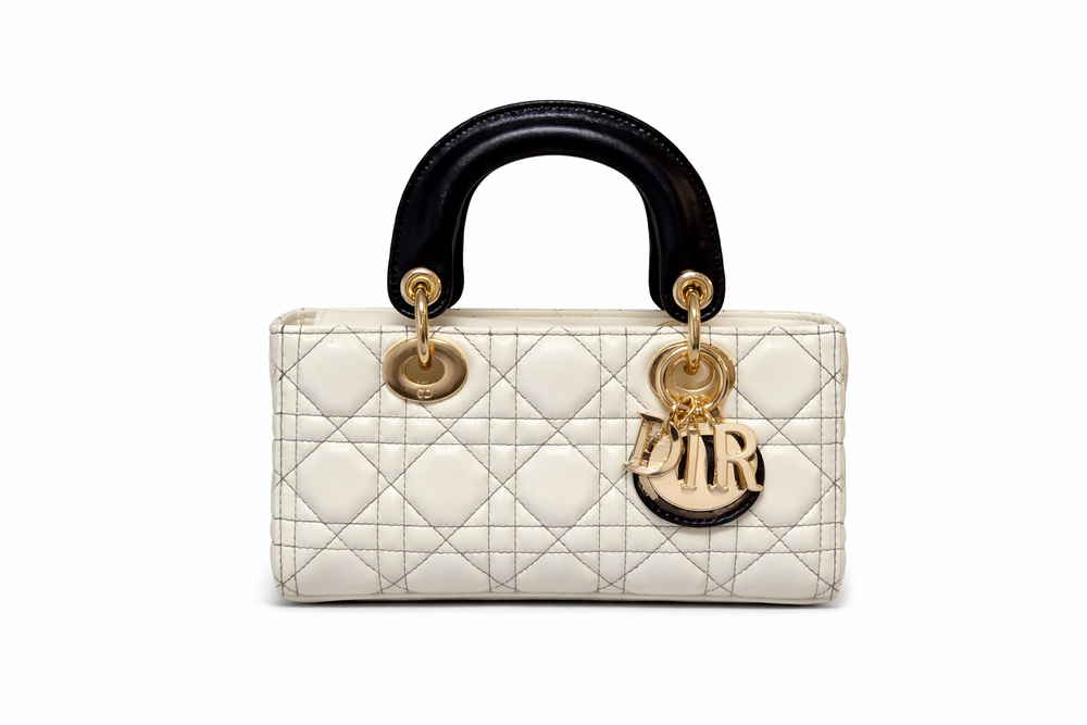 Дамска чанта Christian Dior – Lady Dior Mini Bag White &amp; Black