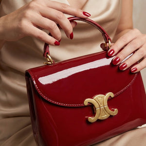 Дамска чанта CELINE – лакирана кожа в бордо