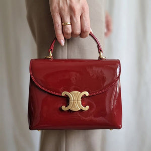 Дамска чанта CELINE – лакирана кожа в бордо