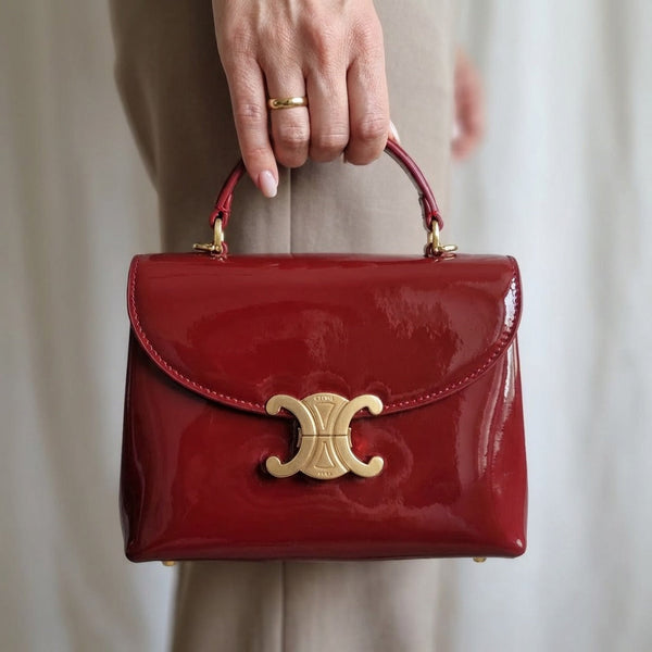 Дамска чанта CELINE – лакирана кожа в бордо