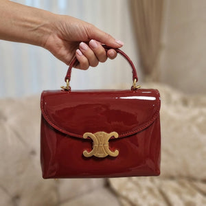 Дамска чанта CELINE – лакирана кожа в бордо